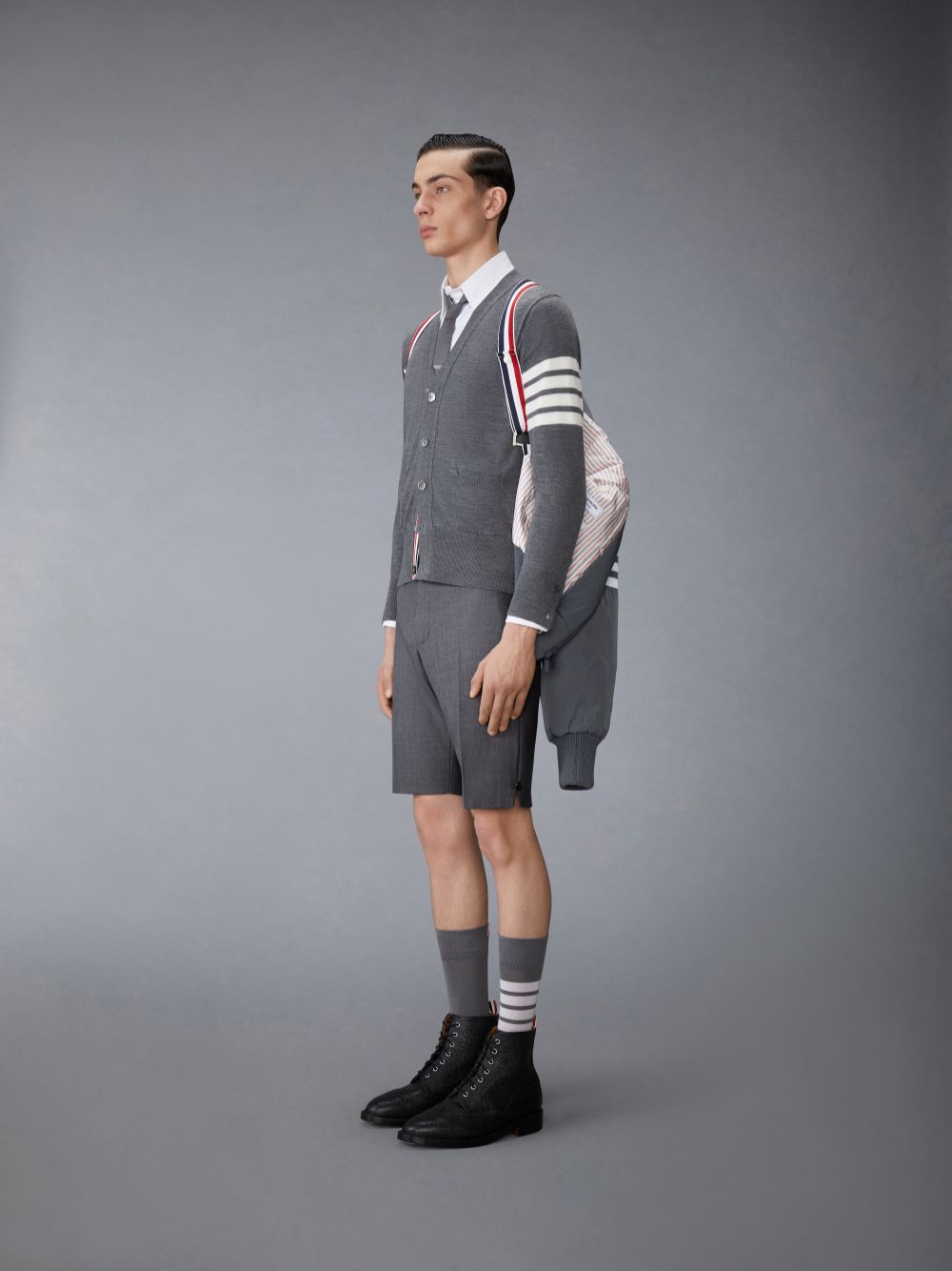 Thom Browne POLY TWILL 4-BAR OVERSIZED BLOUSON メンズ ジャケット グレー | VVT58G90564