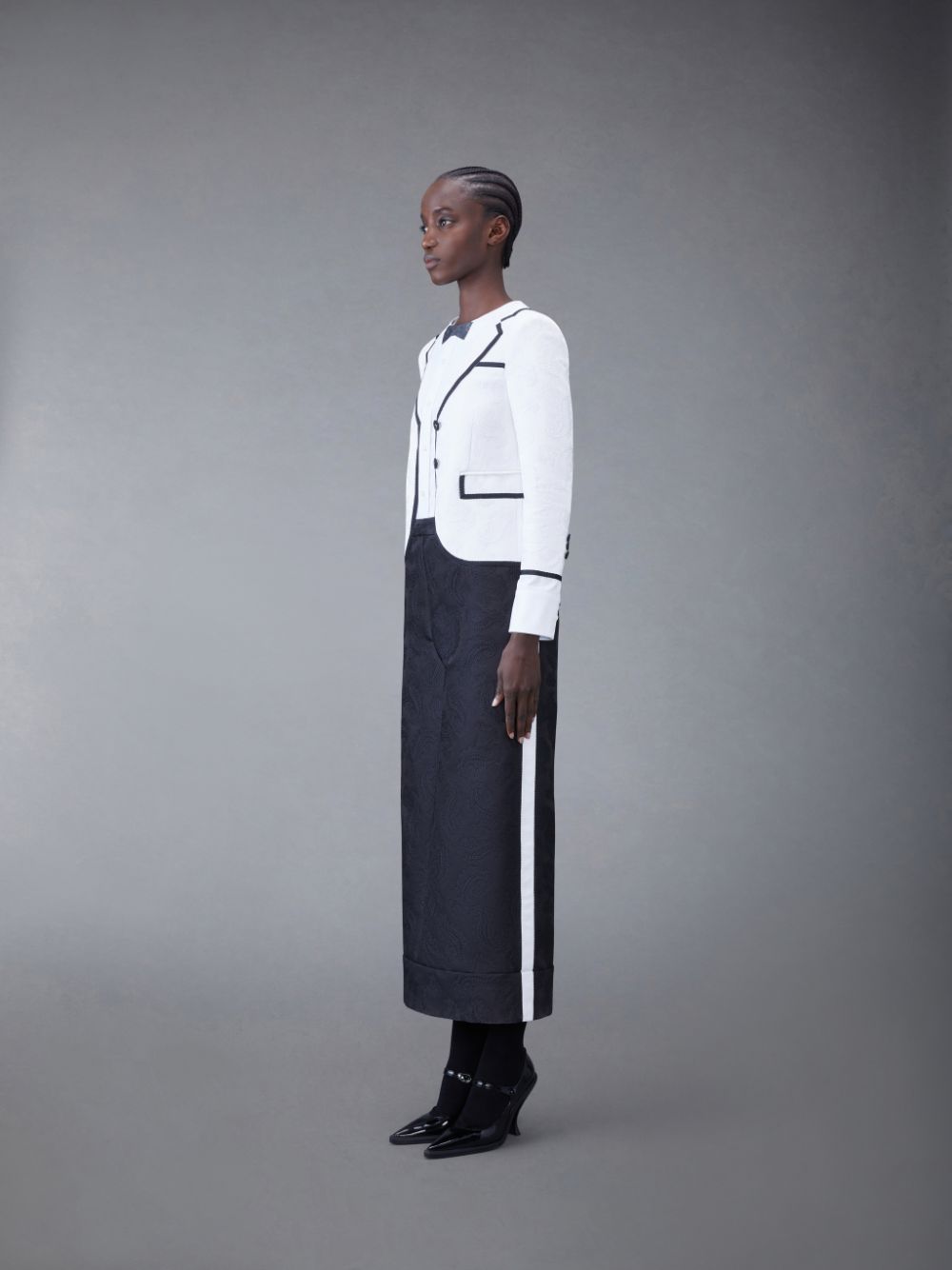 Thom Browne Paisley Scuba Trompe L'oeil Classic Tuxedo レディース ワンピース 白 | BET02O86739