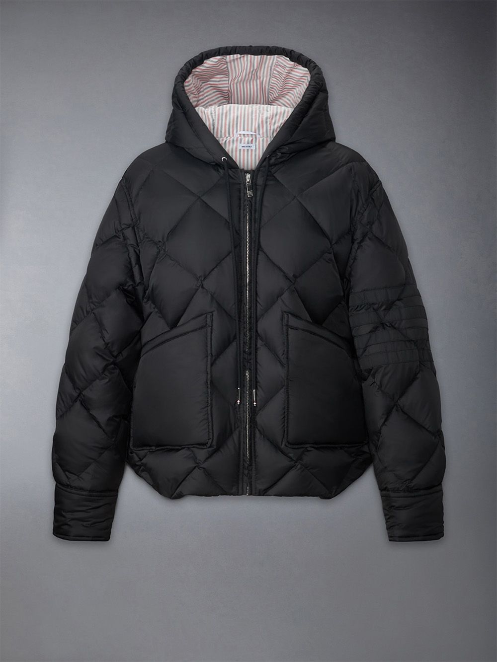 Thom Browne Patch Pocket 4-bar Hooded Downfill レディース ジャケット 黒 | KYQ66U04504
