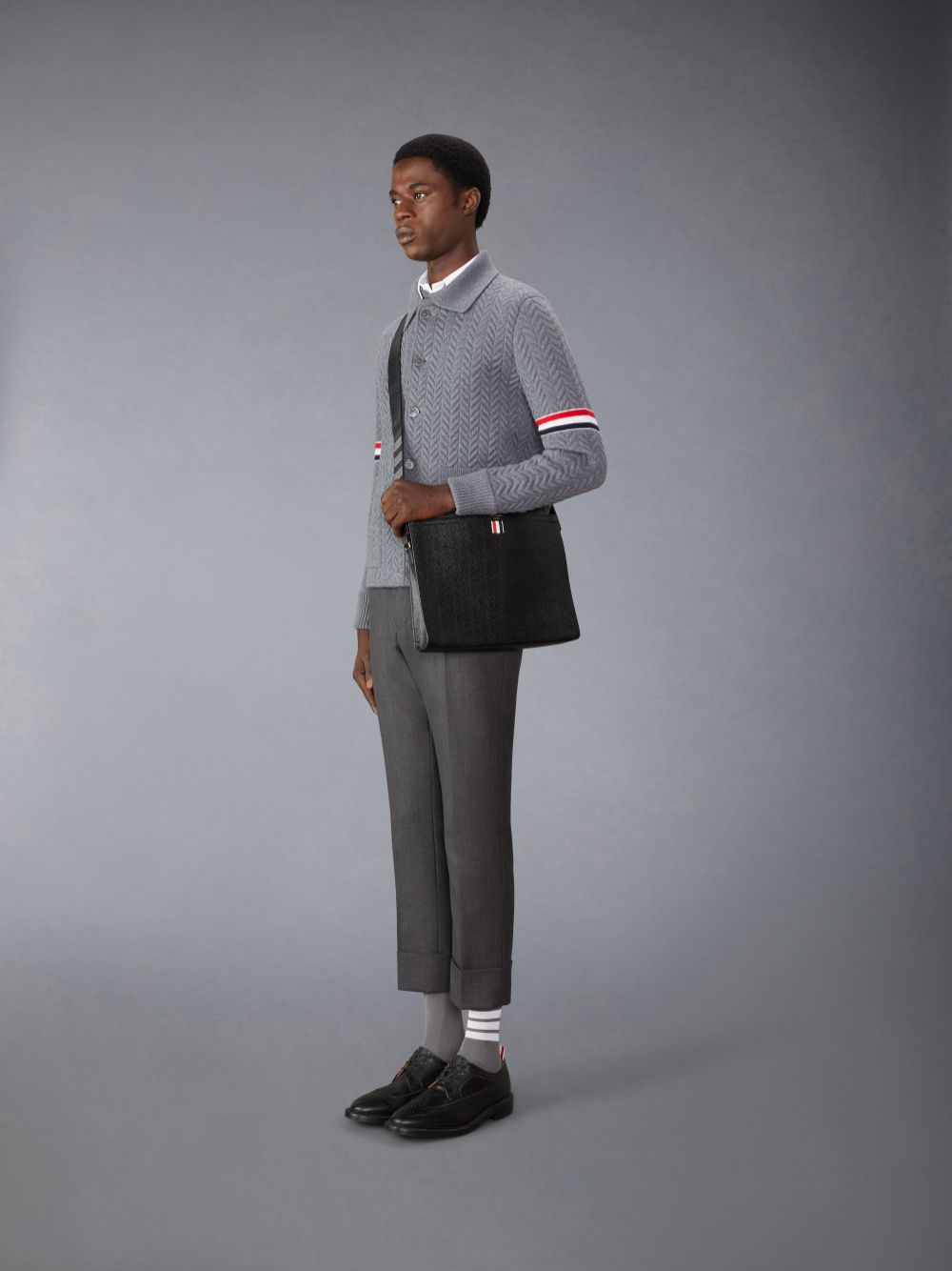 Thom Browne Pebble Grain 4-Bar Document Holder レディース クロスボディバッグ 黒 | EPD49Q40373
