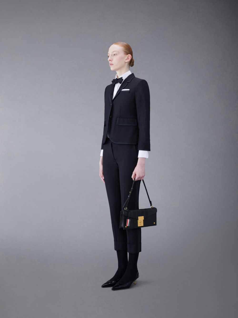 Thom Browne Pebble Grain 4-Bar Mrs.uette レディース クラッチバッグ 黒 | RCL79G06345