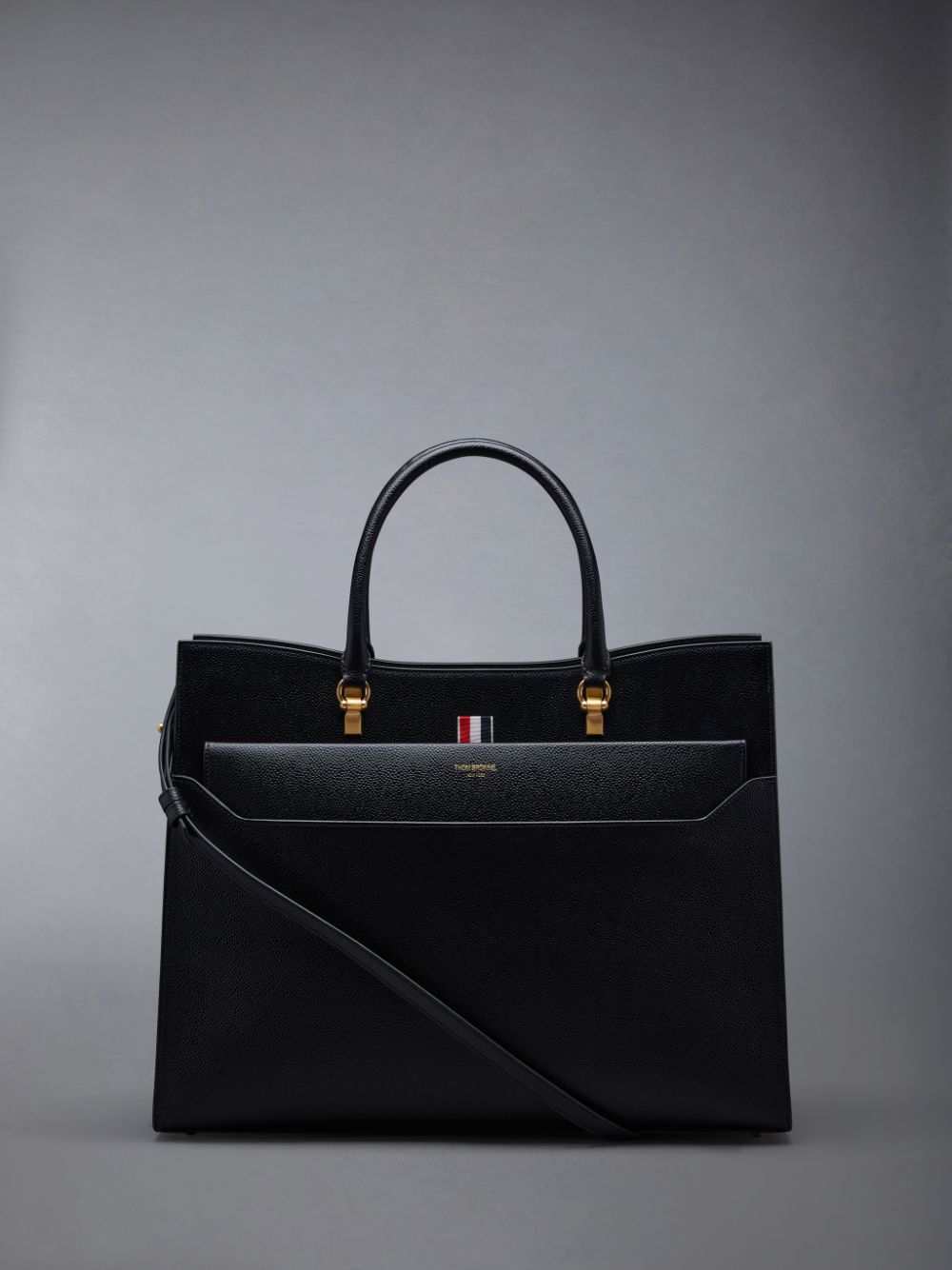 Thom Browne Pebble Grain Large Duet レディース トートバッグ 黒 | TRS46W90029