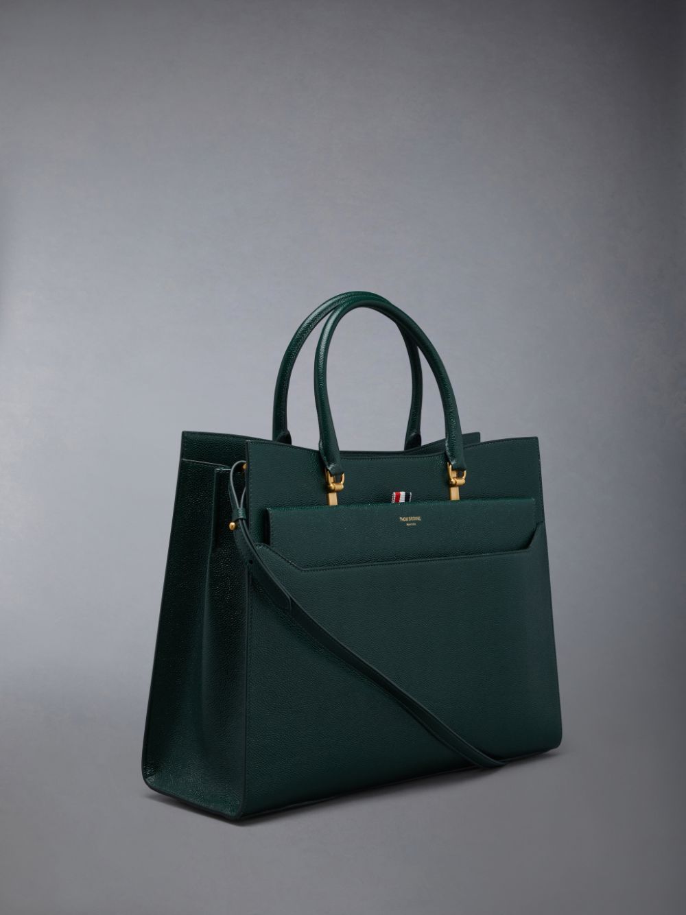 Thom Browne Pebble Grain Leather Large Duet レディース トートバッグ 緑 | KVA48P49355