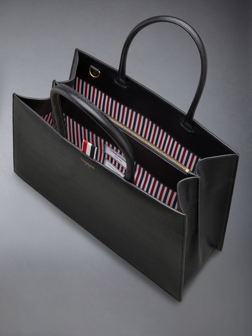 Thom Browne Pebble Grain Leather Medium Trapeze レディース トートバッグ 黒 | RMD14I31837
