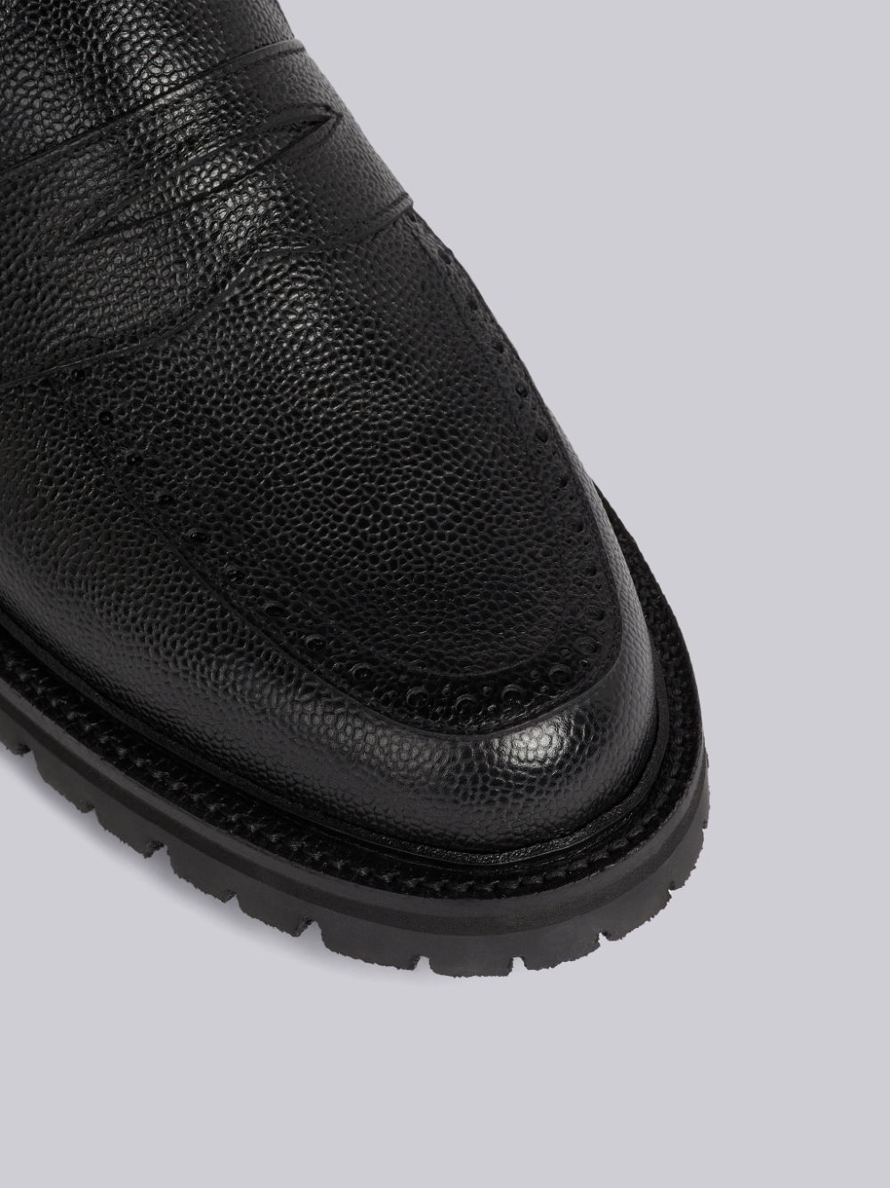 Thom Browne Pebble Grain Leather Rubber Commando Sole Classic Penny メンズ ローファー 黒 | IKX97E78881