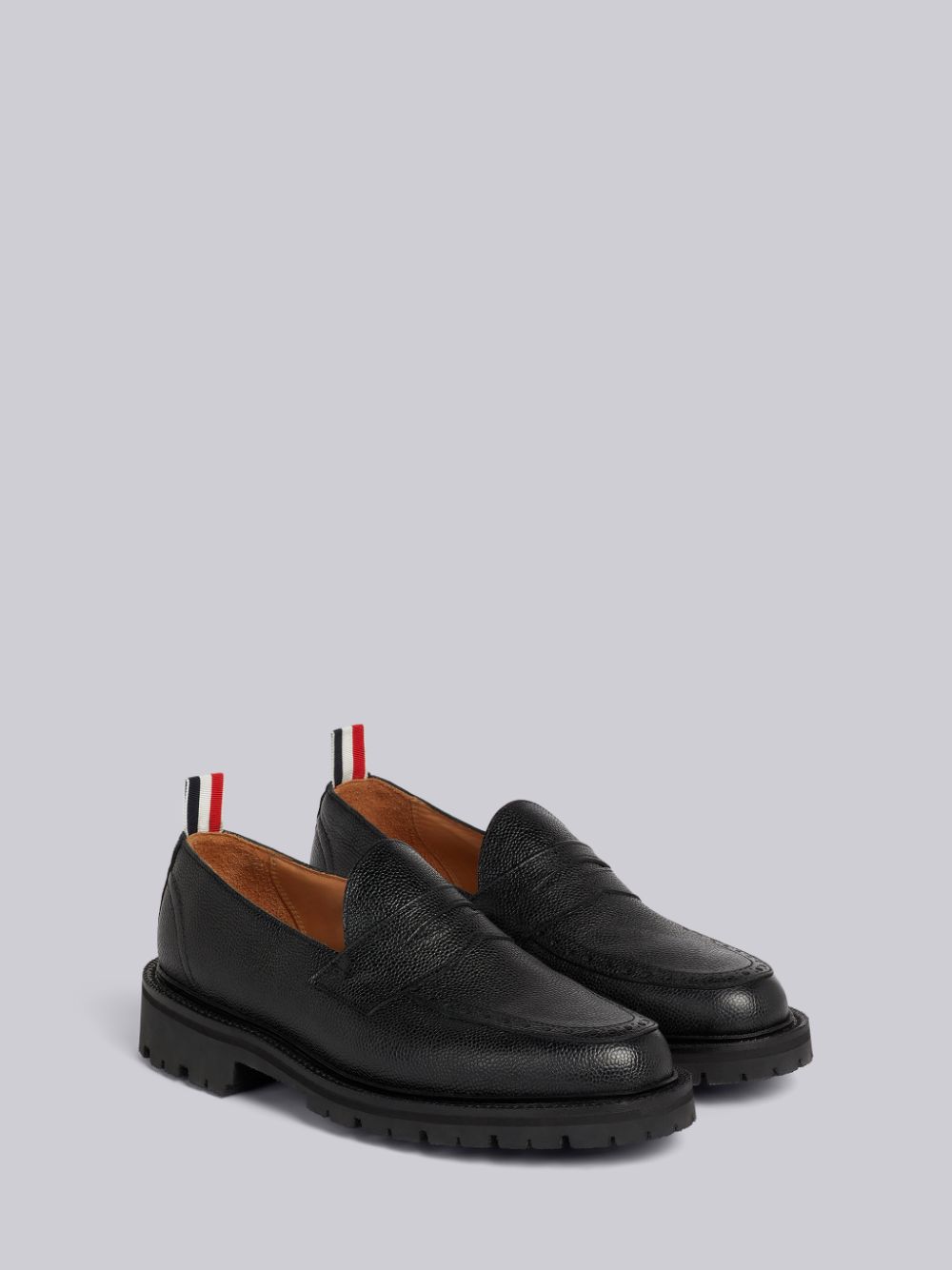 Thom Browne Pebble Grain Leather Rubber Commando Sole Classic Penny メンズ ローファー 黒 | IKX97E78881