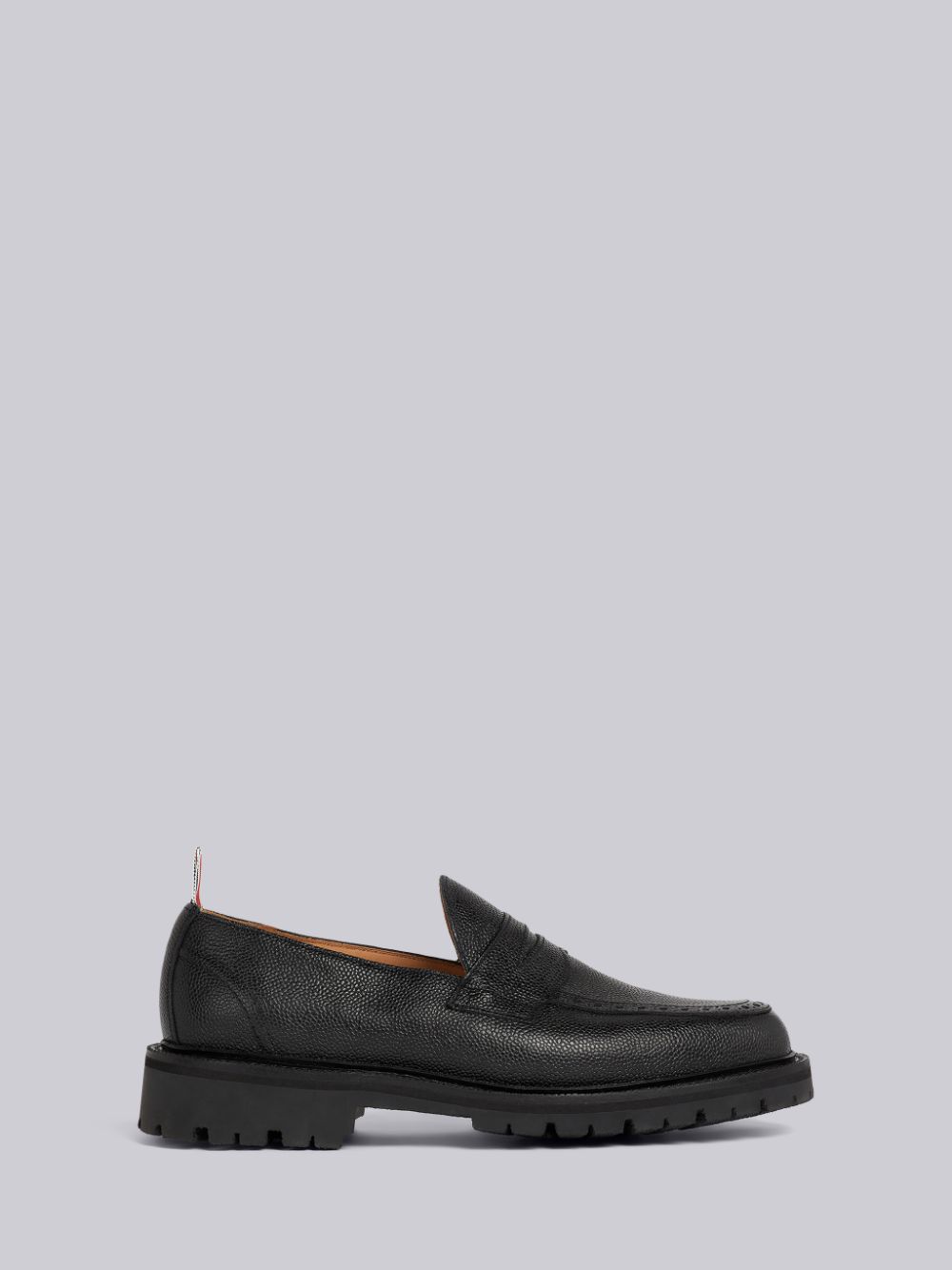 Thom Browne Pebble Grain Leather Rubber Commando Sole Classic Penny メンズ ローファー 黒 | IKX97E78881