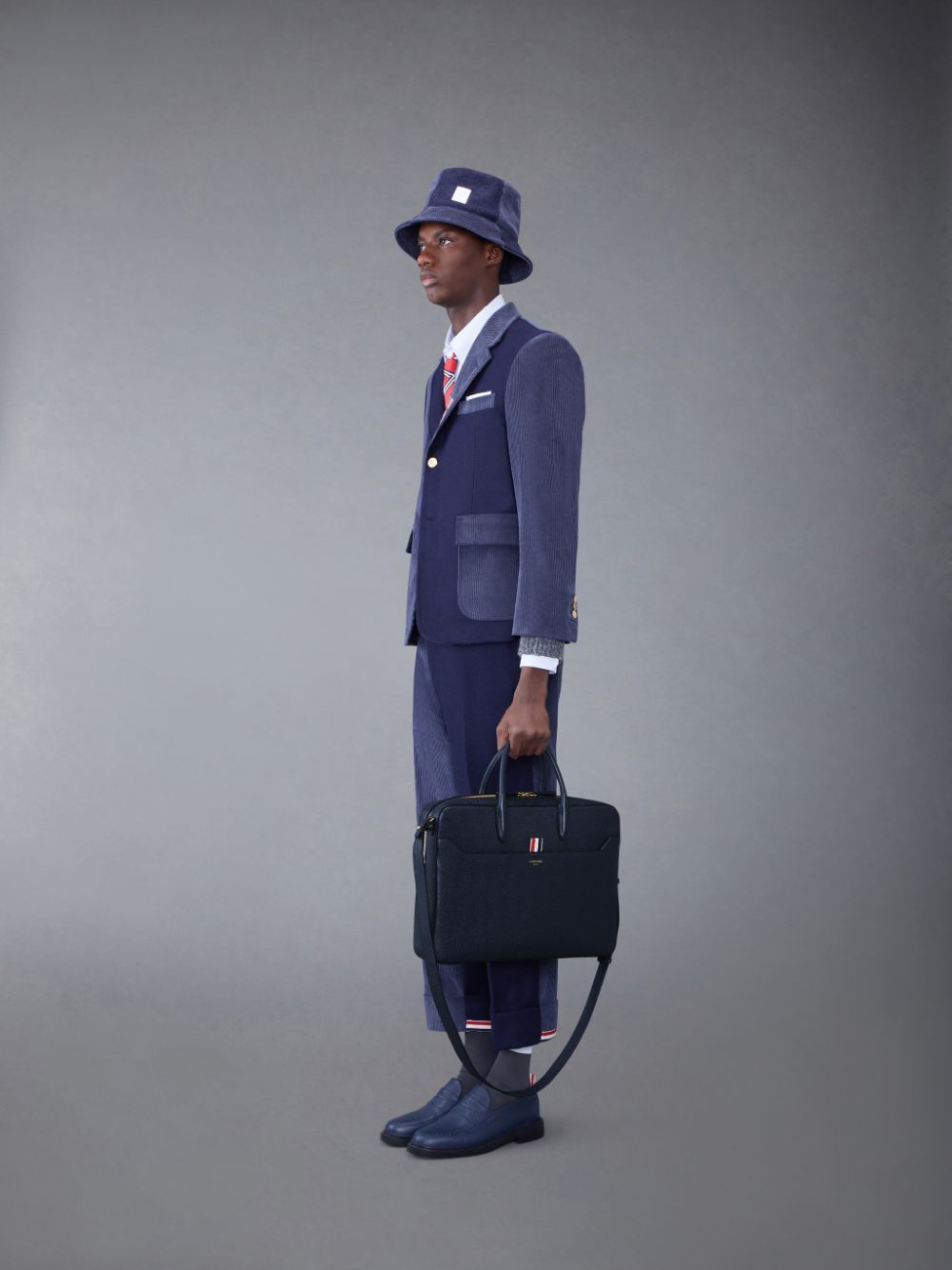 Thom Browne Pebble Grain Leather メンズ ビジネスバッグ 青 | RDI74H71414