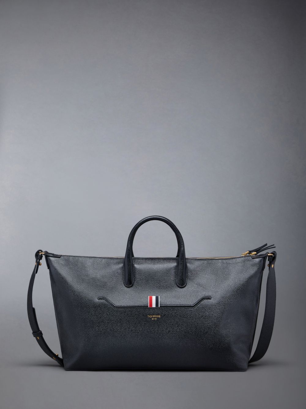 Thom Browne Pebble Grain Medium メンズ ダッフルバッグ 黒 | XWN37E44996