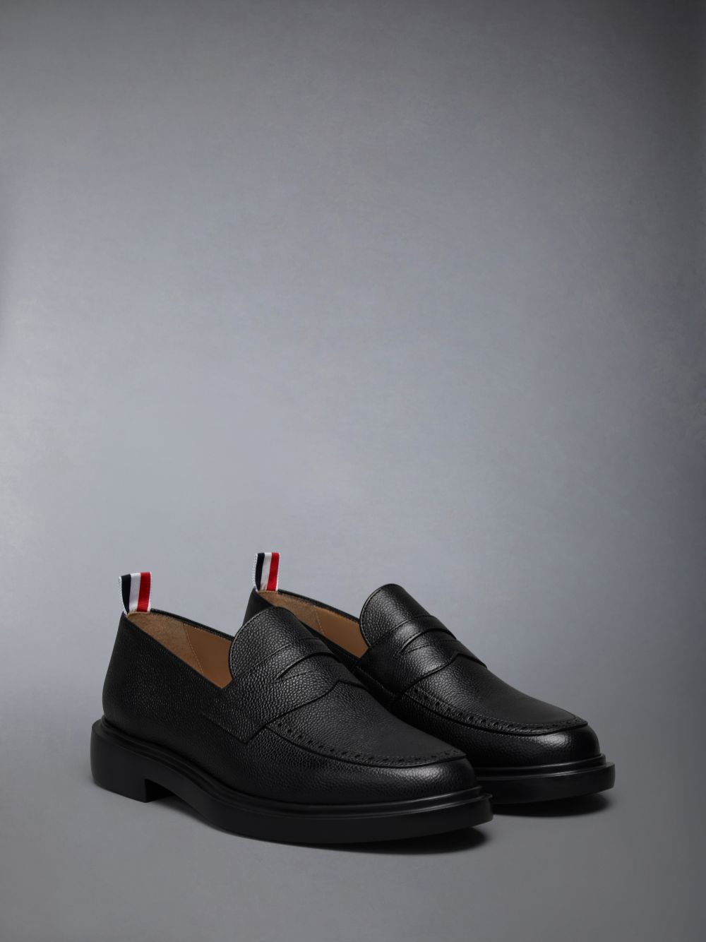 Thom Browne Pebble Grain Rubber Sole Penny メンズ ローファー 黒 | EFK86X17426