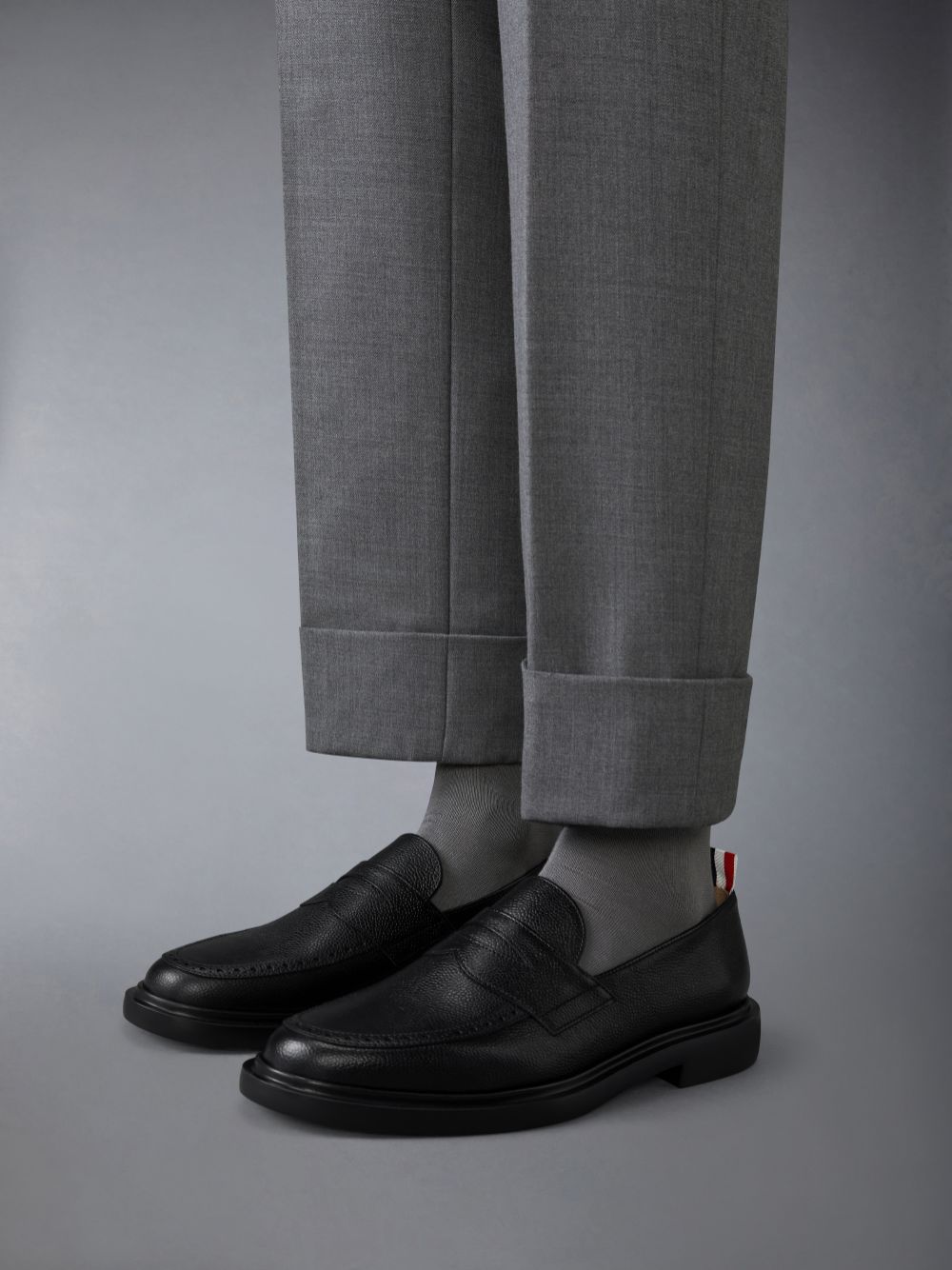 Thom Browne Pebble Grain Rubber Sole Penny メンズ ローファー 黒 | EFK86X17426