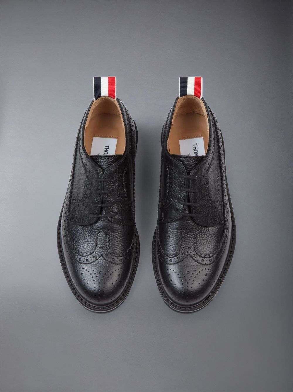 Thom Browne Pebbled Calfskin Classic Longwing ガール ブローグシューズ 黒 | RTN61V32606