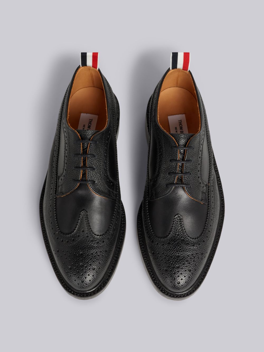 Thom Browne Pebbled Calfskin Mix Longwing メンズ ブローグシューズ 黒 | FFZ30Z39658
