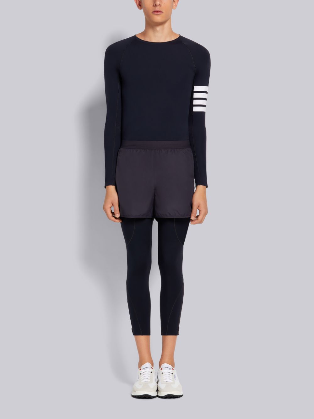 Thom Browne Piece-dyed Interlock 4-Bar Compression メンズ Tシャツ ネイビー | VNB44B21257