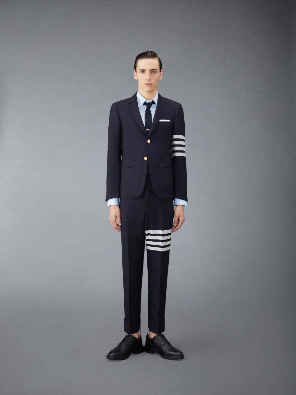 Thom Browne Plain Weave 4-Bar Classic Sport メンズ コート 青 | IPY78F26376