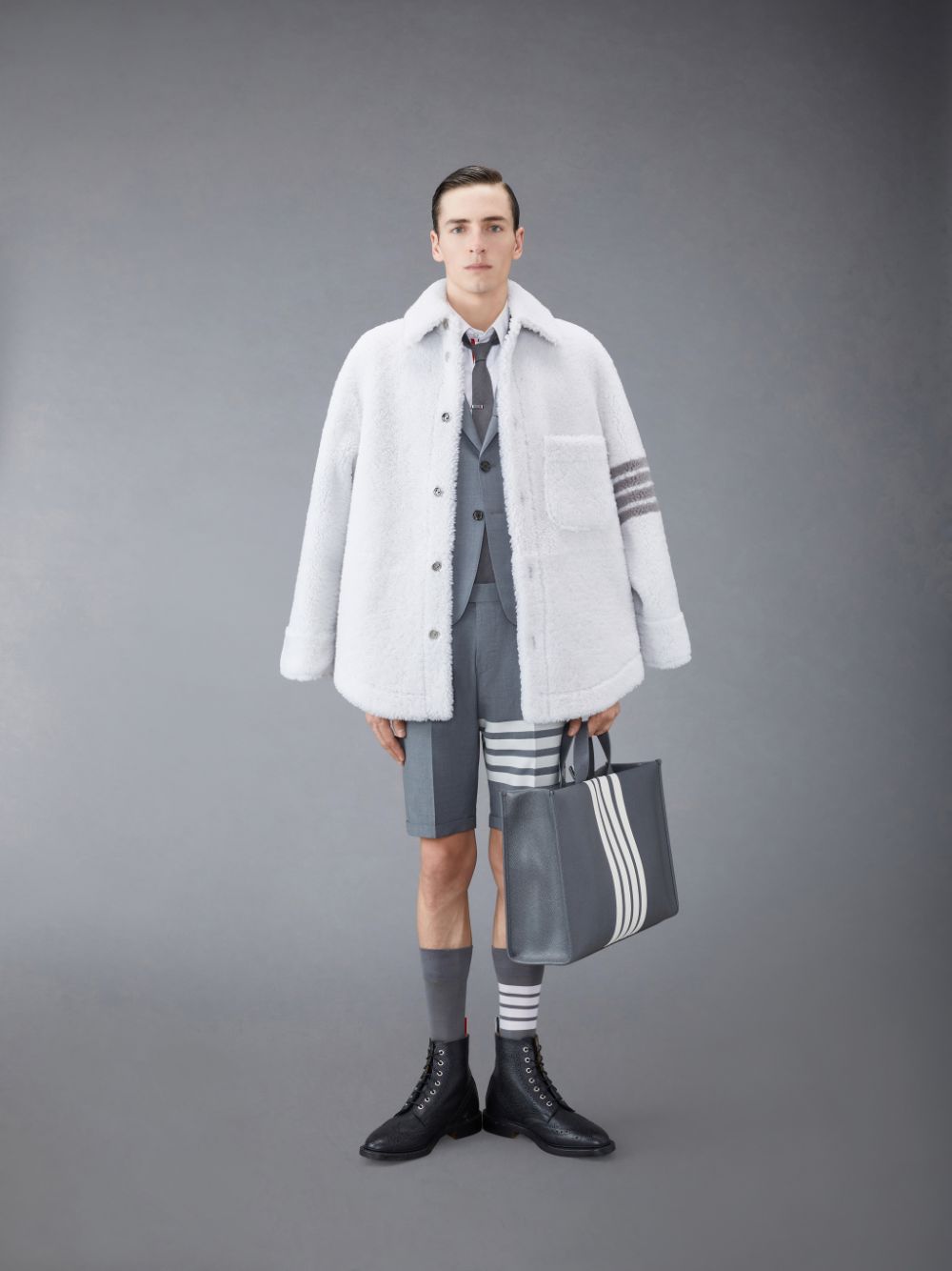Thom Browne Plain Weave 4-Bar High Armhole Sport メンズ コート グレー | YKW86L65336