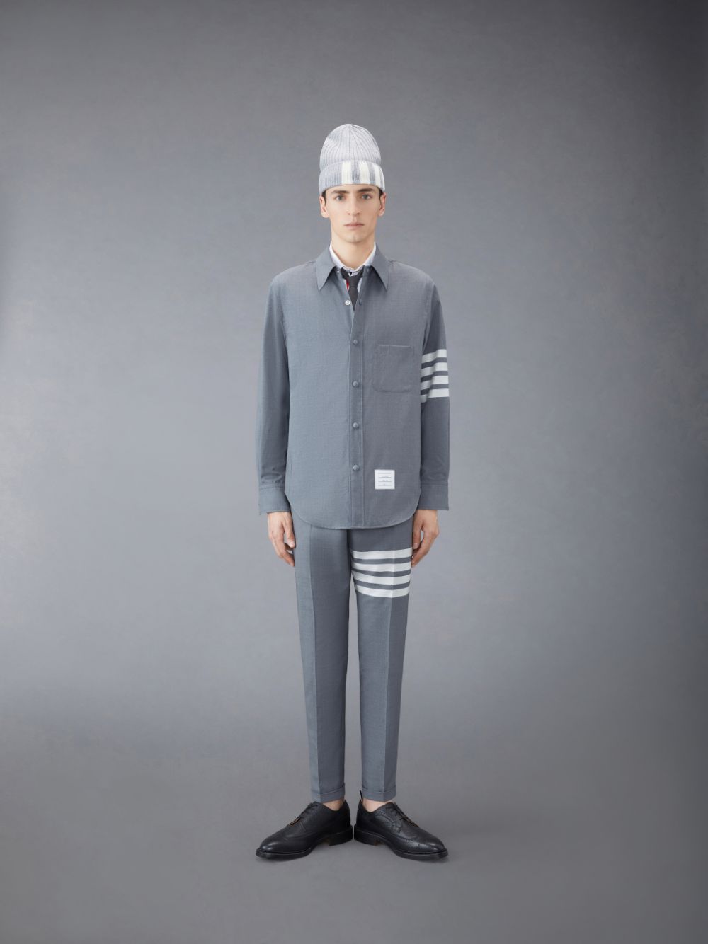 Thom Browne Plain Weave 4-Bar Jacket メンズ シャツ グレー | BSZ52N66911