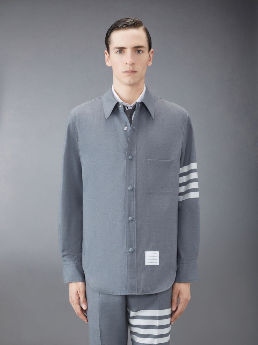 Thom Browne Plain Weave 4-Bar Jacket メンズ シャツ グレー | BSZ52N66911