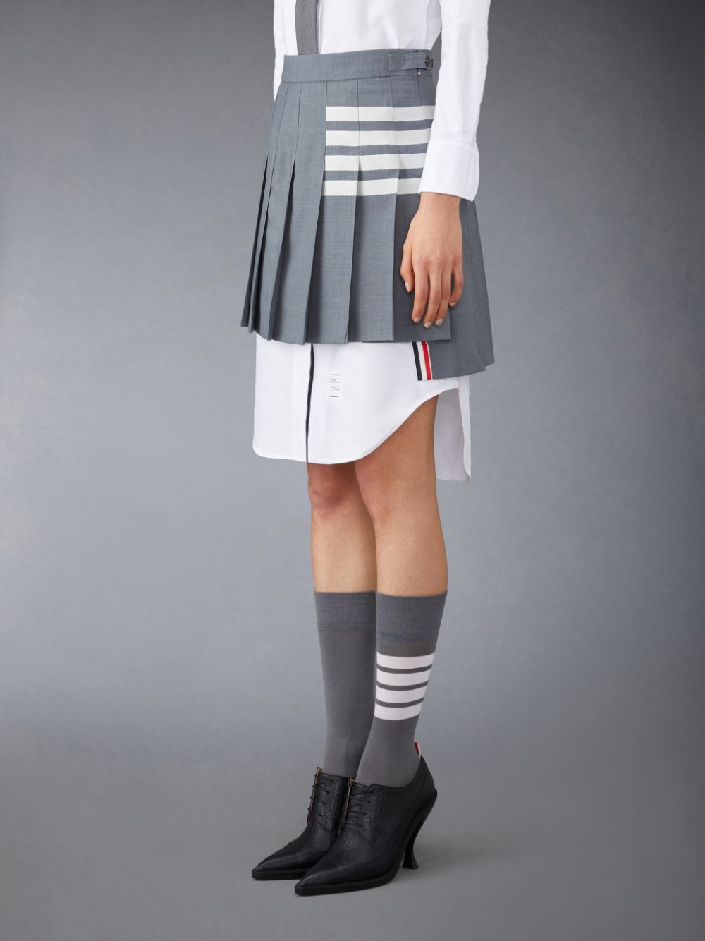 Thom Browne Plain Weave 4-Bar Pleated Mini レディース スカート グレー | TGL64Q81139