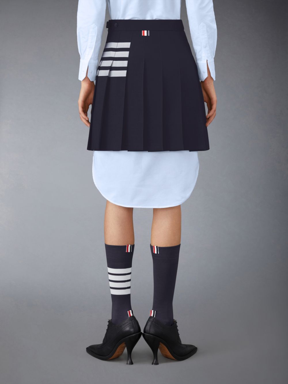 Thom Browne Plain Weave 4-Bar Pleated Mini レディース スカート 青 | CQM90Z23704