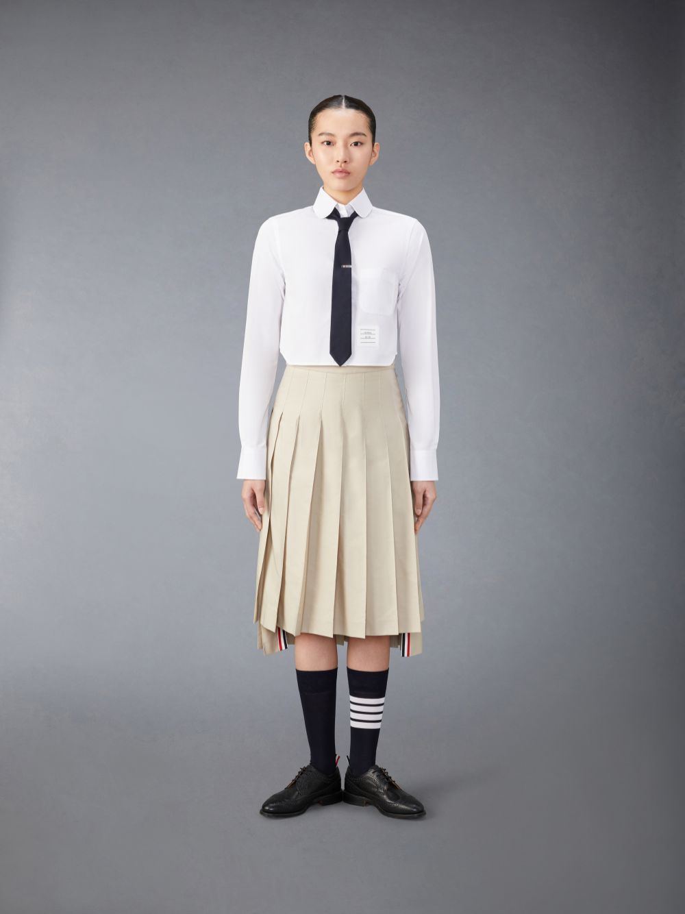 Thom Browne Poplin Classic Round Collar Cropped レディース シャツ 白 | MIG92Z52648