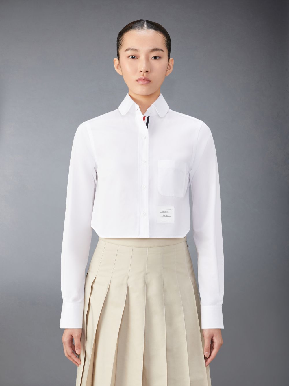 Thom Browne Poplin Classic Round Collar Cropped レディース シャツ 白 | MIG92Z52648