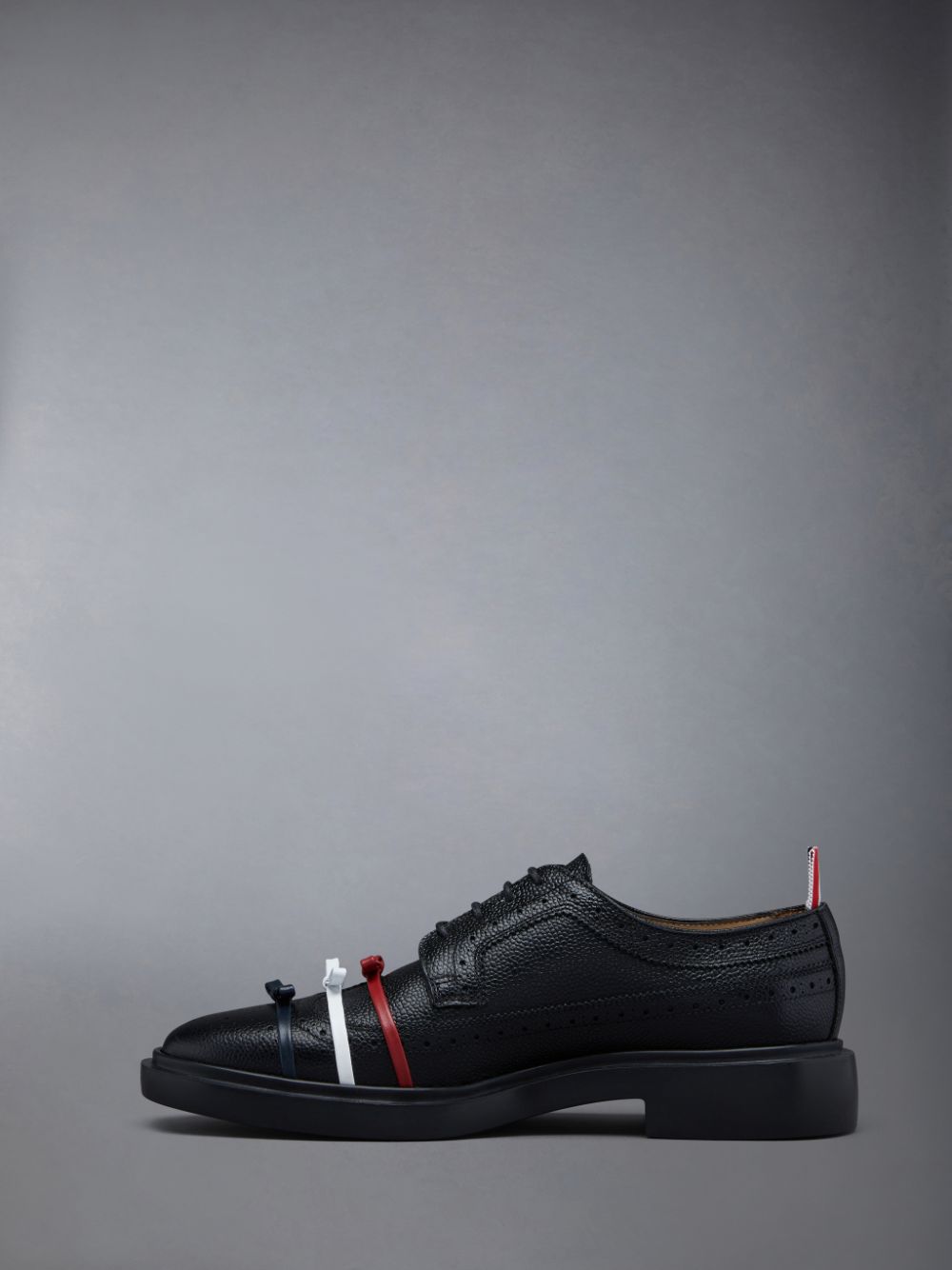 Thom Browne Rubber Sole 3-Bow Longwing レディース ブローグシューズ 黒 | MEG60A39808