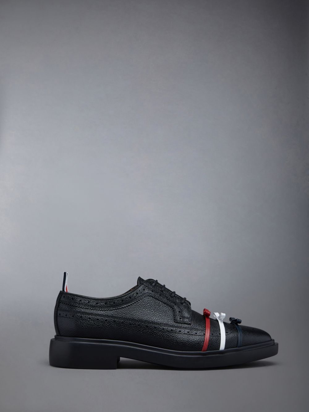 Thom Browne Rubber Sole 3-Bow Longwing レディース ブローグシューズ 黒 | MEG60A39808