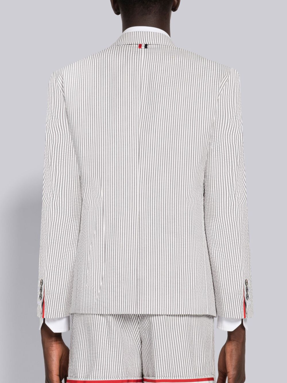 Thom Browne Seersucker Grosgrain Placket Sport メンズ コート グレー | CFP80I95490