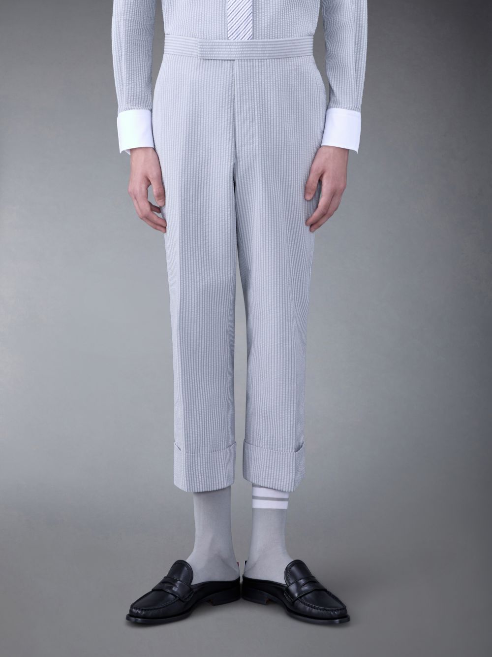 Thom Browne Seersucker Low Rise Backstrap メンズ パンツ グレー | FOI28P92795
