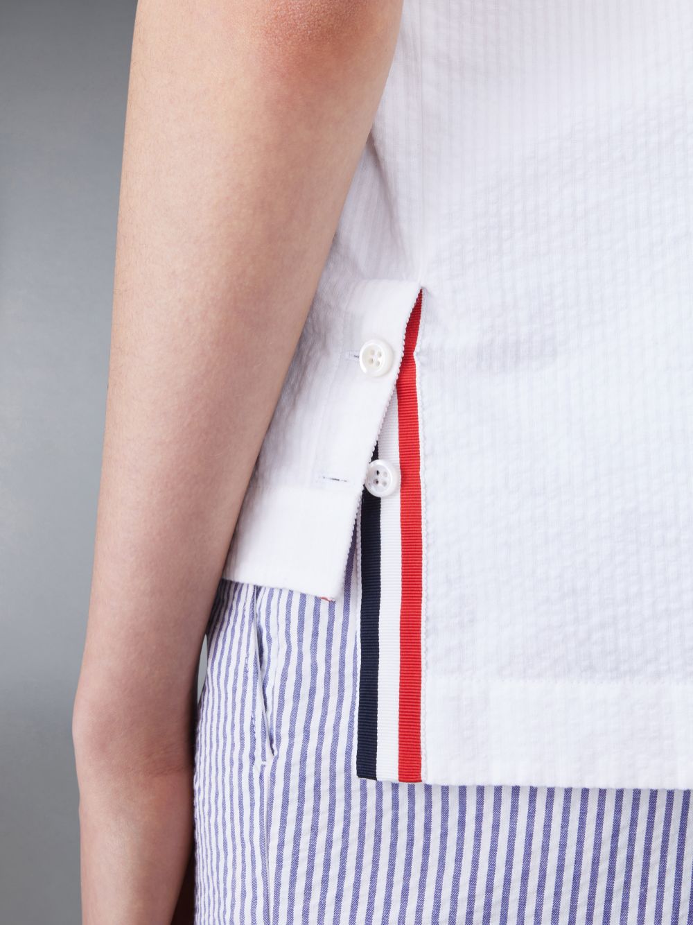Thom Browne Seersucker Polo レディース シャツ 白 | PRS75D24145