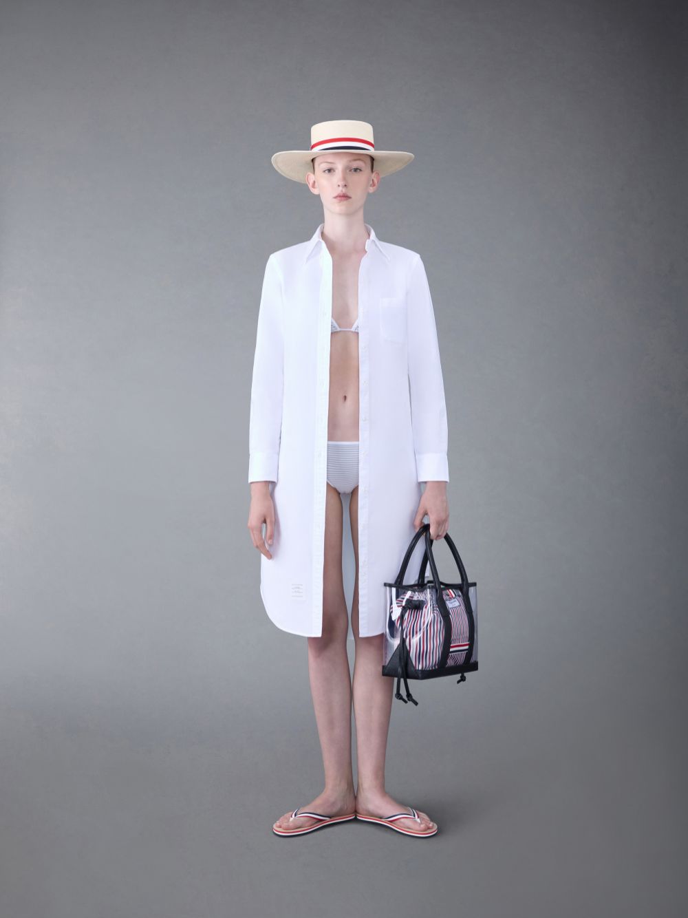 Thom Browne Seersucker Triangle レディース ビキニトップ グレー | WNC45Z37435