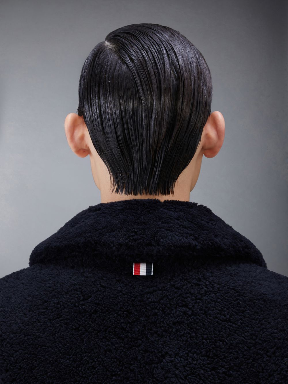 Thom Browne Shearling 4-Bar Peacoat メンズ コート 青 | YIO02X43860