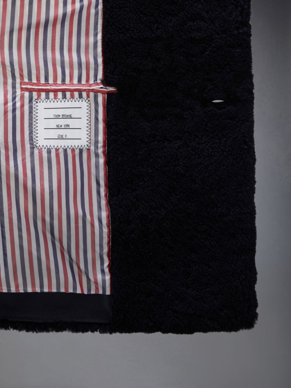 Thom Browne Shearling 4-Bar Peacoat メンズ コート 青 | YIO02X43860