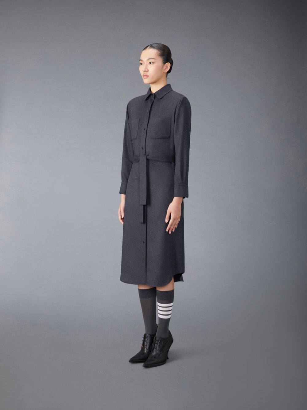 Thom Browne Silk Cashmere Maxi Shirt レディース ワンピース グレー | VNR66K32102
