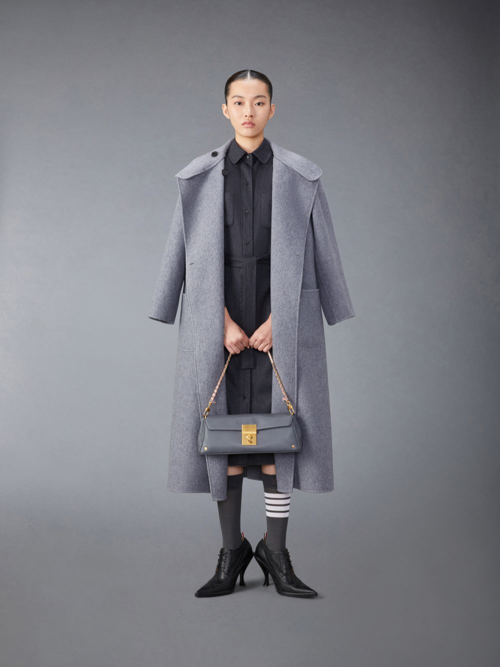 Thom Browne Silk Cashmere Maxi Shirt レディース ワンピース グレー | VNR66K32102