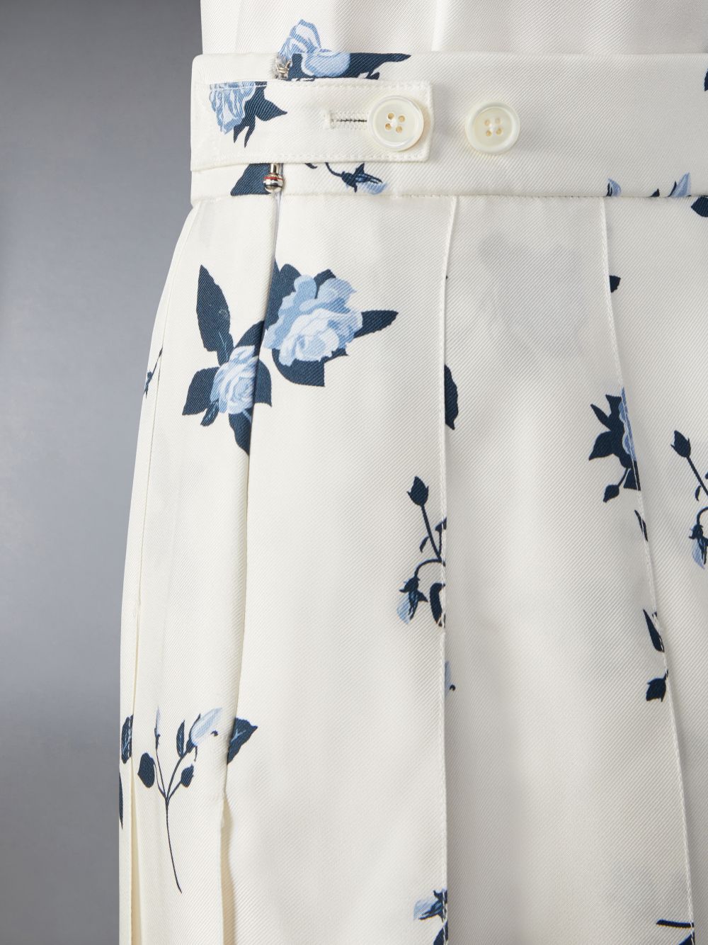 Thom Browne Silk Floral Classic Midi Pleated レディース スカート 白 | LUB05B57026