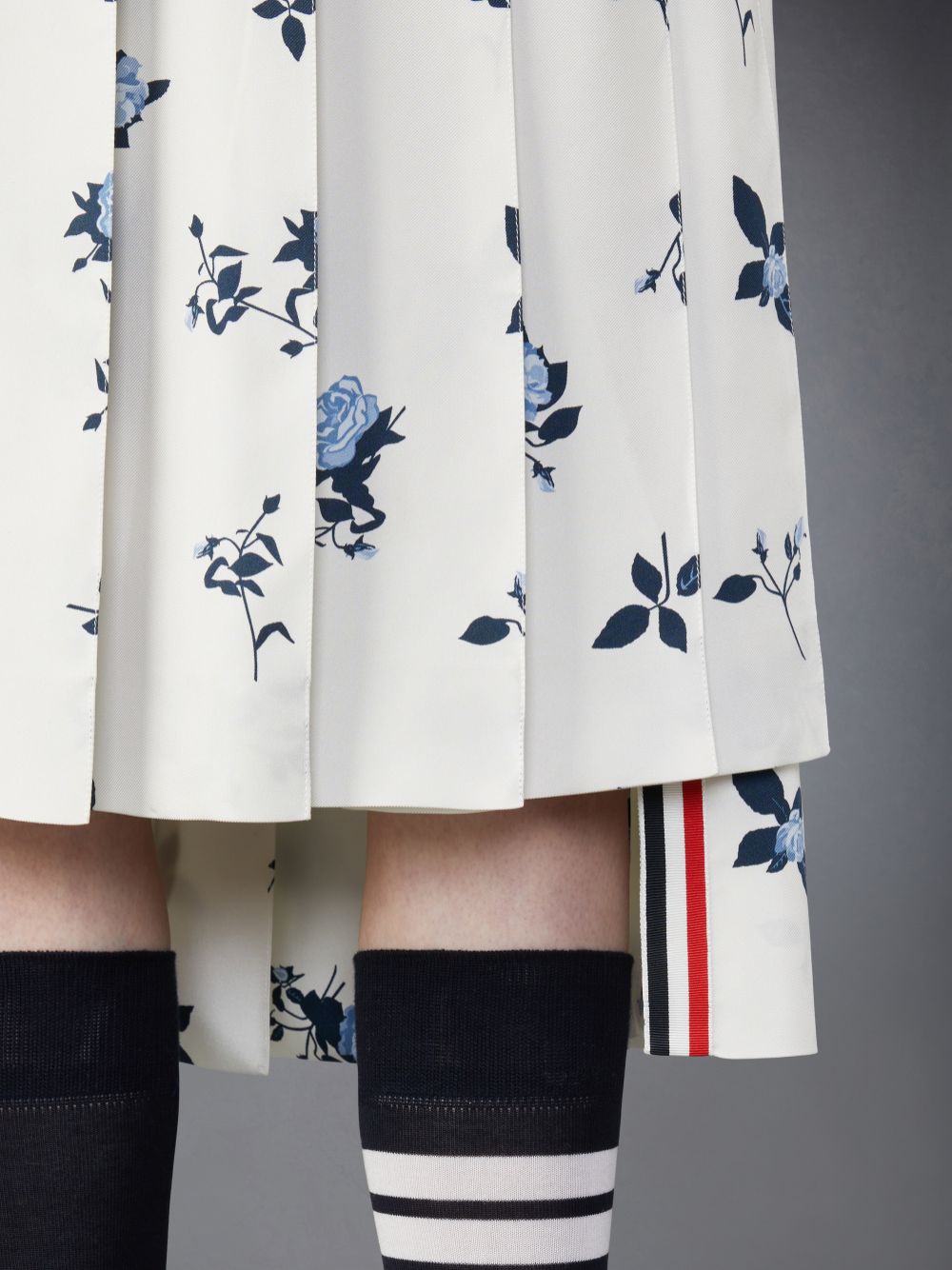 Thom Browne Silk Floral Classic Midi Pleated レディース スカート 白 | LUB05B57026