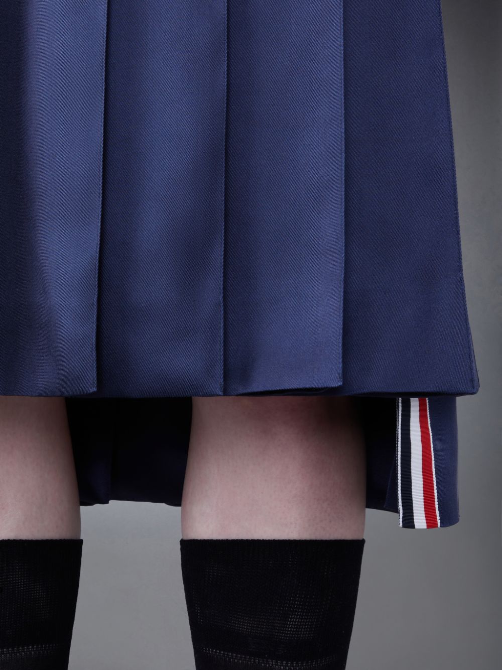 Thom Browne Silk Twill 4-Bar Midi Pleated レディース スカート 青 | TVV69O35164