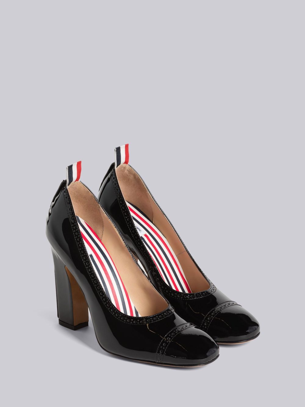 Thom Browne Soft Patent Slim Block Court レディース ハイヒール 黒 | YSL12K56026