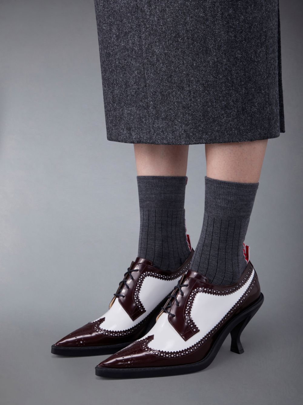 Thom Browne Soft Spazzolato 75mm Curved Heel Longwing Spectator レディース ブローグシューズ 赤 | ELX02P17087