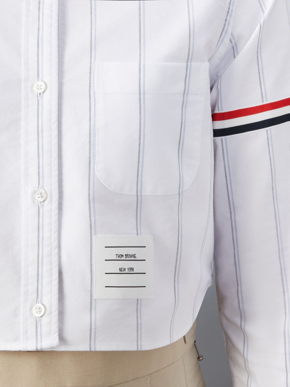 Thom Browne Stripe Oxford Armband Cropped レディース シャツ 白 | FQC69X19367