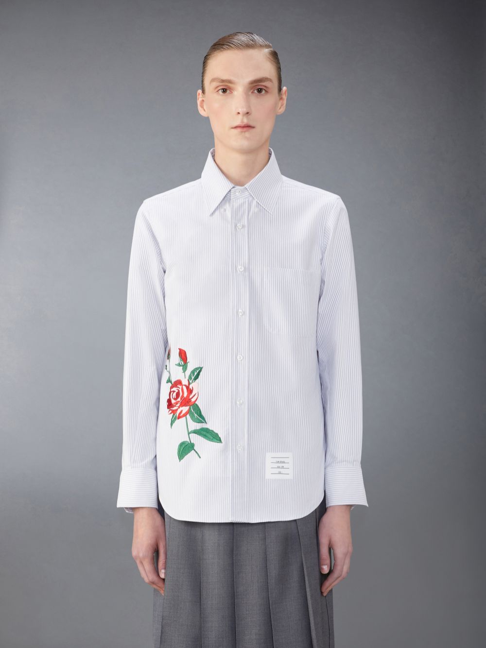 Thom Browne Stripe Oxford Rose メンズ シャツ グレー | VTH81W74584