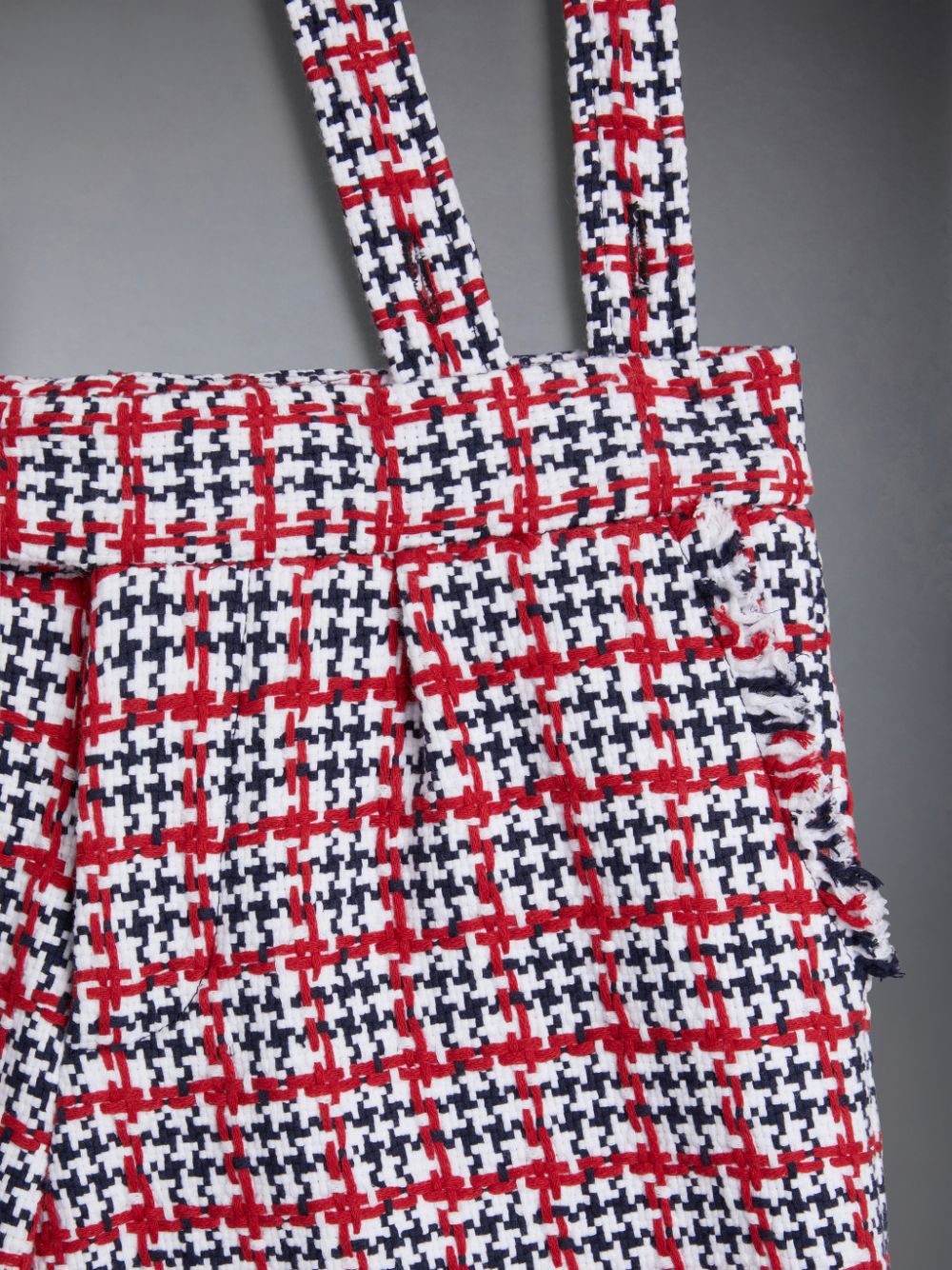 Thom Browne Summer Tweed Fray Suspender ボーイ ショートパンツ 白 | SWD25X75131