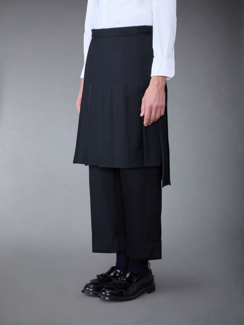 Thom Browne Super 120's Collage Pleated Trouser メンズ スカート 黒 | XBO07M22230