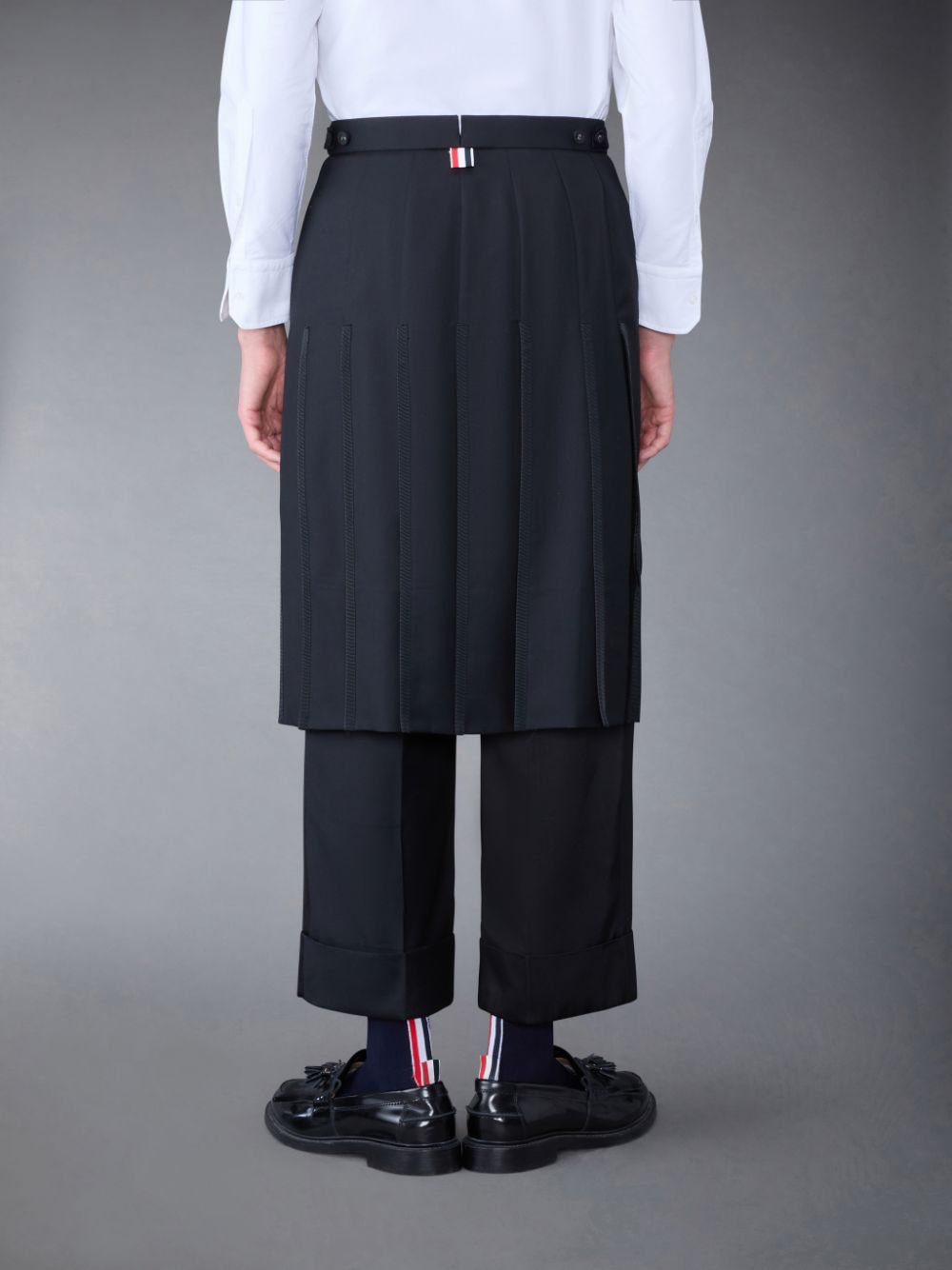 Thom Browne Super 120's Collage Pleated Trouser メンズ スカート 黒 | XBO07M22230