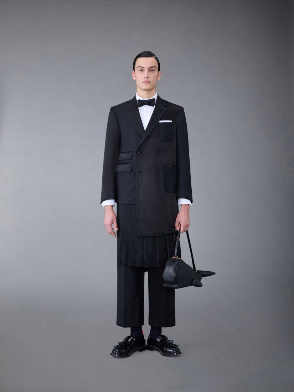 Thom Browne Super 120's Collage Pleated Trouser メンズ スカート 黒 | XBO07M22230