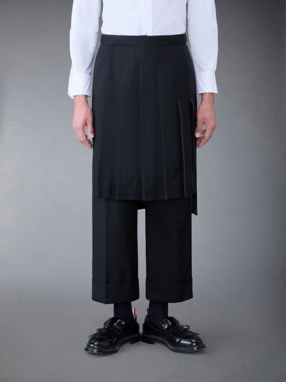 Thom Browne Super 120\'s Collage Pleated Trouser メンズ スカート 黒 | XBO07M22230