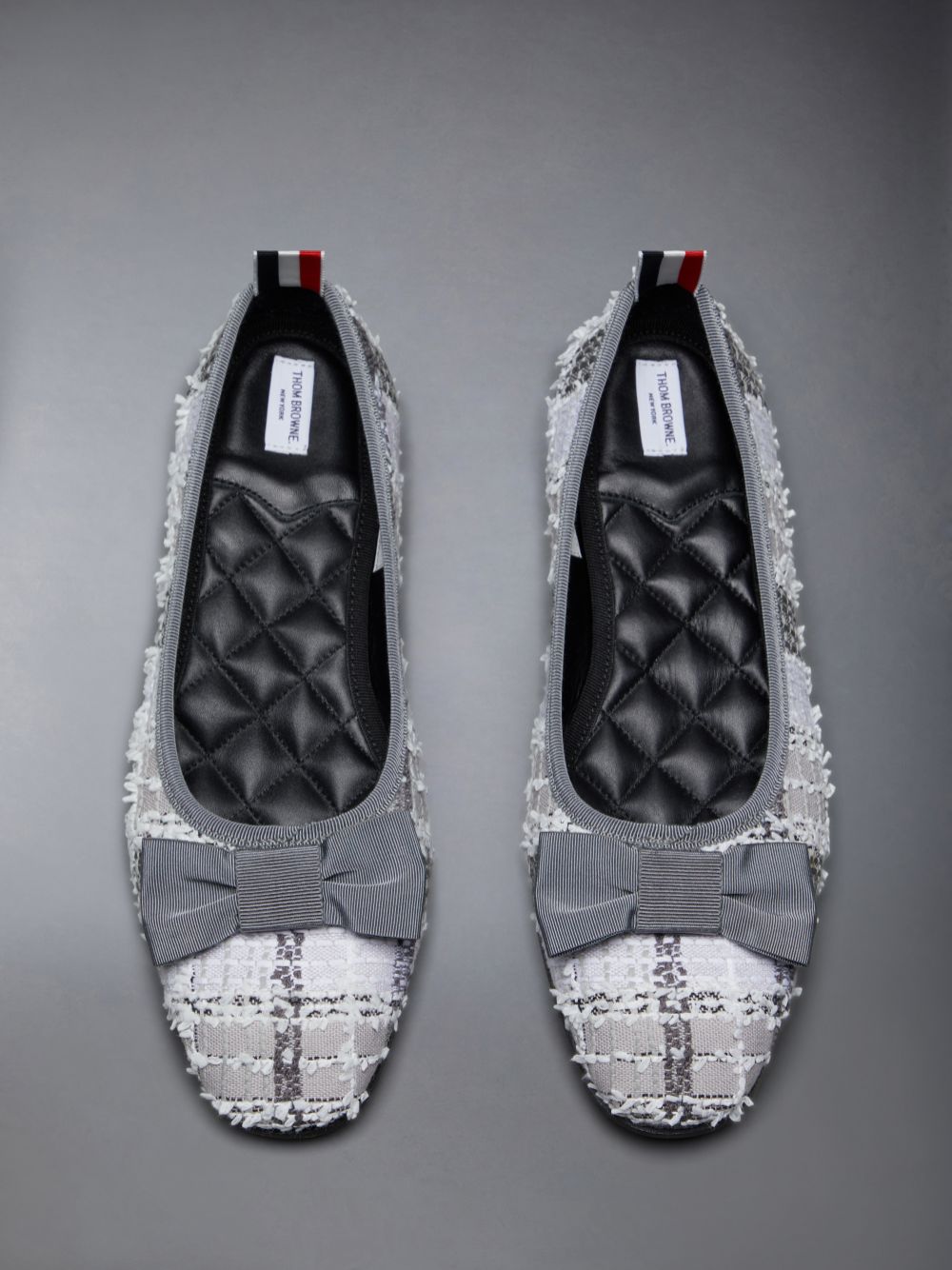 Thom Browne Tartan Tweed Leather Sole Opera レディース バレエシューズ グレー | DSX61V71066