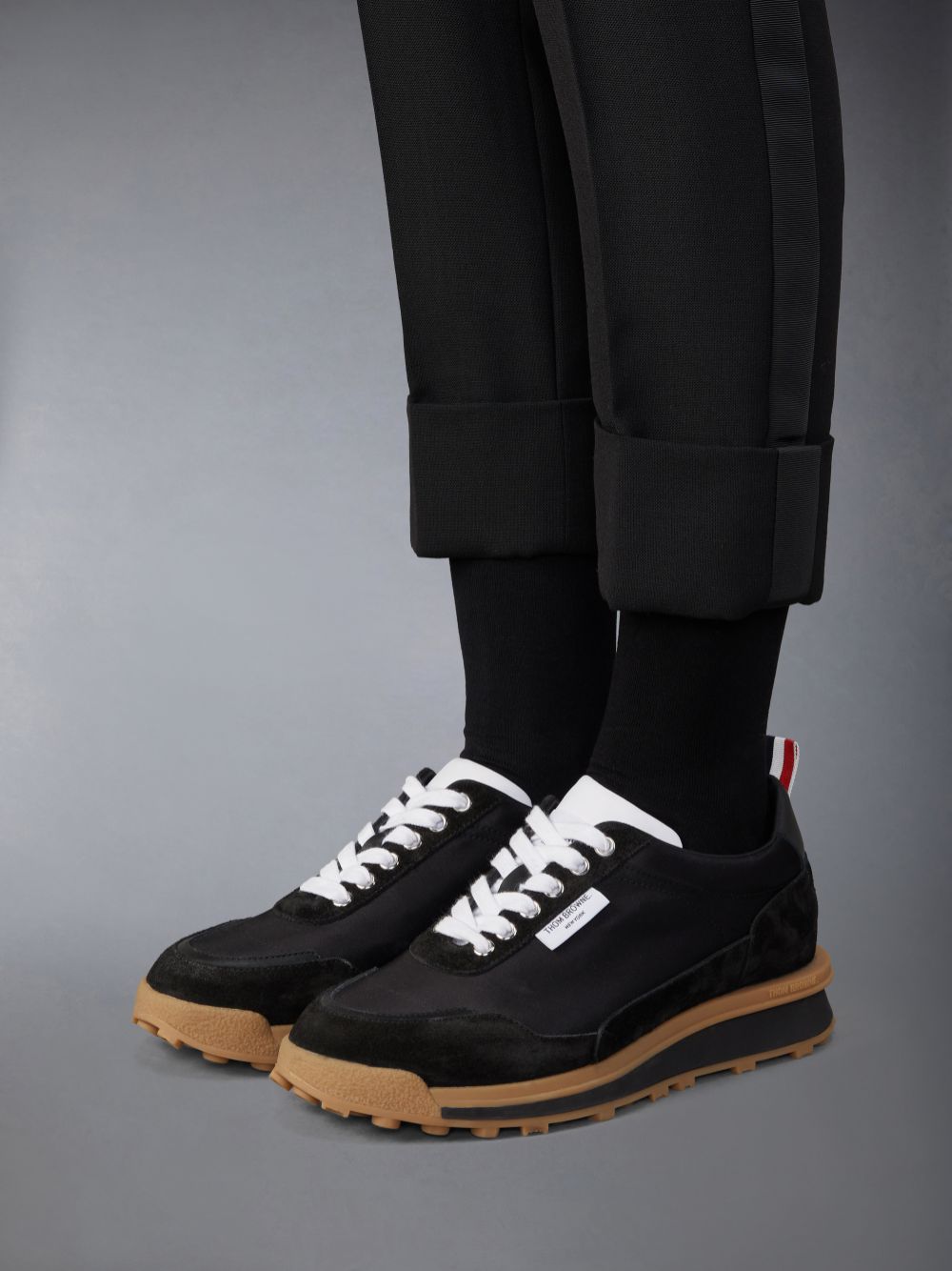 Thom Browne Tech Nylon Alumni レディース スニーカー 黒 | ELN33O40695